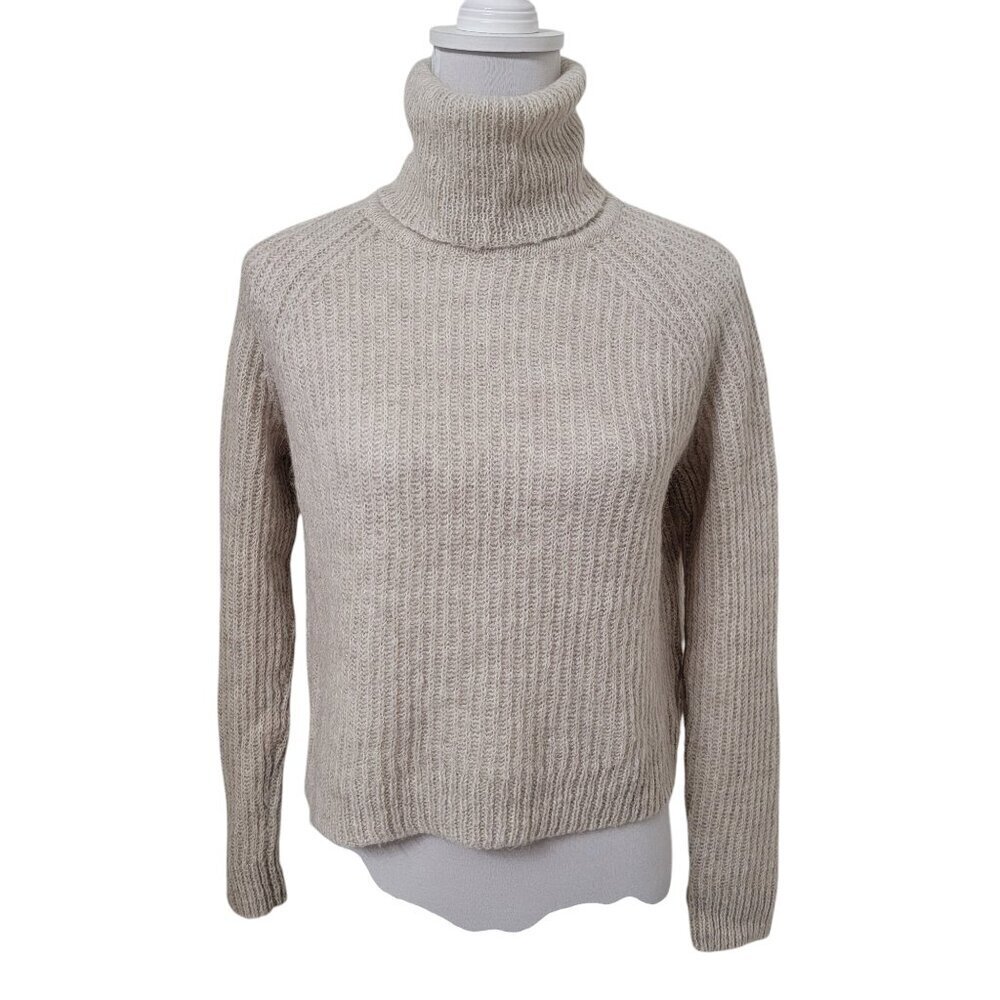 Talula (Anthropologie) Size S Light Beige/Oatmeal Crop Turtleneck Sweater